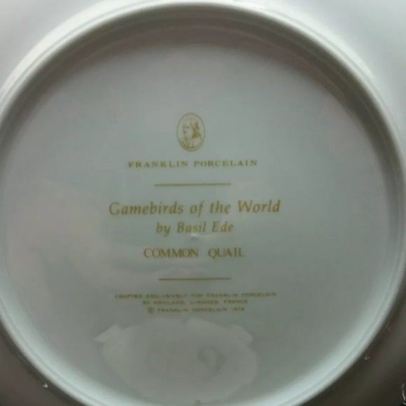 Franklin Porcelain Common Quail Plate - Picture 5 of 5